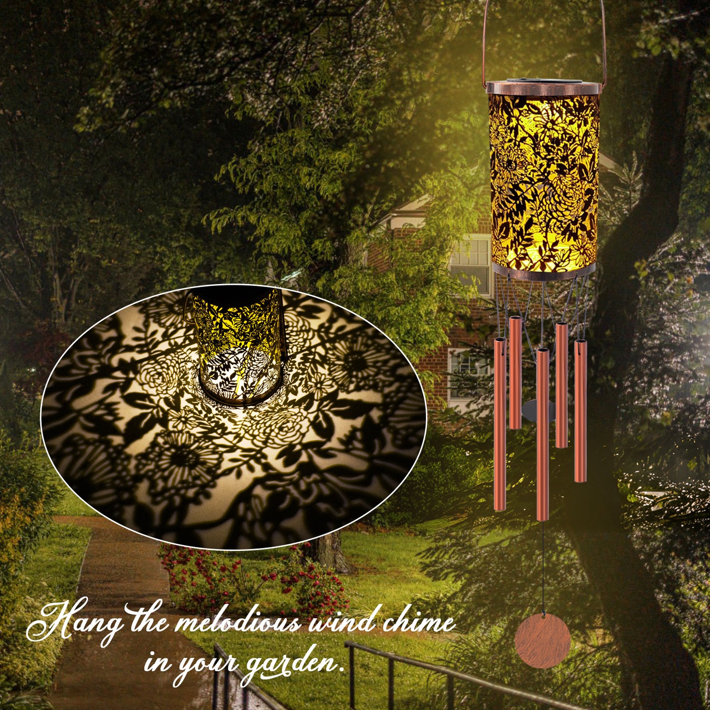 Solar Wind Chimes LED Lantern Light, Solar Lanterns Outdoor Garden Hanging Decor, Garden Gift Light Up Your Life,Spiritual Gifts for Women.(30")