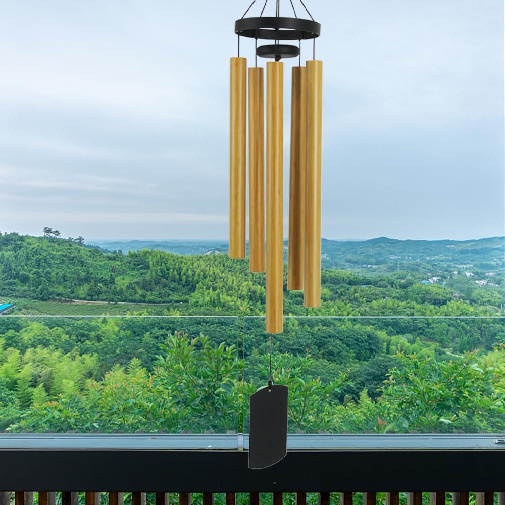 Premium 42 Inch Deep Tone Wind Chimes with 5 Tuned Tubes - Elegant Memorial Chime for Mom, Perfect Housewarming Home,Patio,Garden Decor