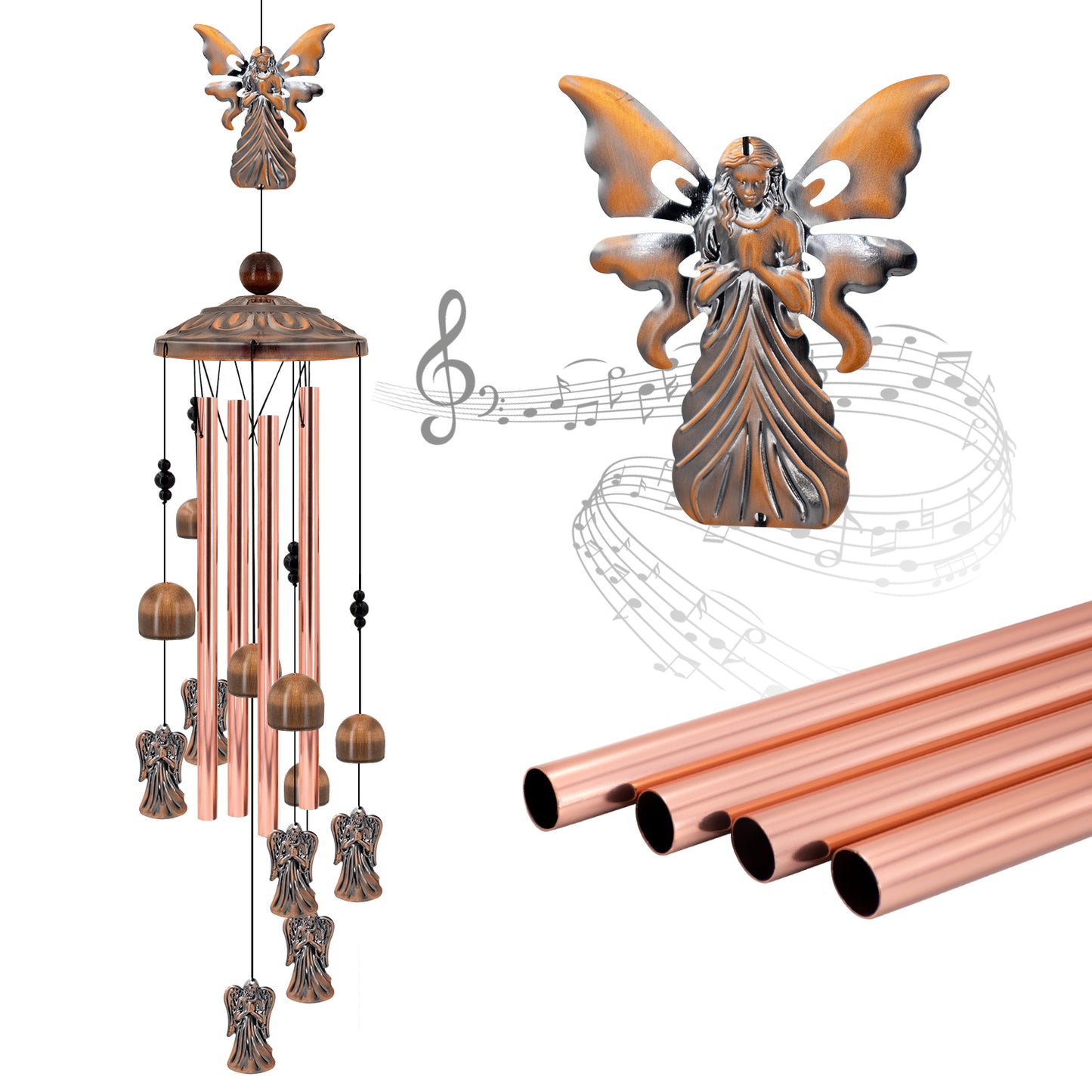 Unique Design Copper Wind Chime Outdoor,  Gifts for Women, Mom Gifts,, Garden Decor, Yard Décor