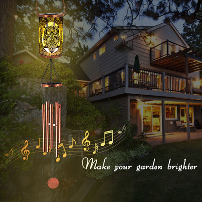 36" Owl Solar Wind Chimes Hanging Lights Outdoor Detachable Led Lantern Metal Wind Chimes for Outside Unique Garden Hanging Solar Decorative as Gift for Mom Women Grandma (Bronze)