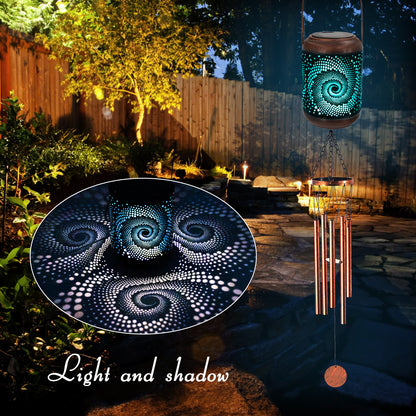 36" Solar Wind Chimes Hanging Lights Outdoor Detachable Led Lantern Metal Wind Chimes for Outside Unique Star Garden Hanging Solar Decorative as Gift for Mom Women Grandma (Blue)