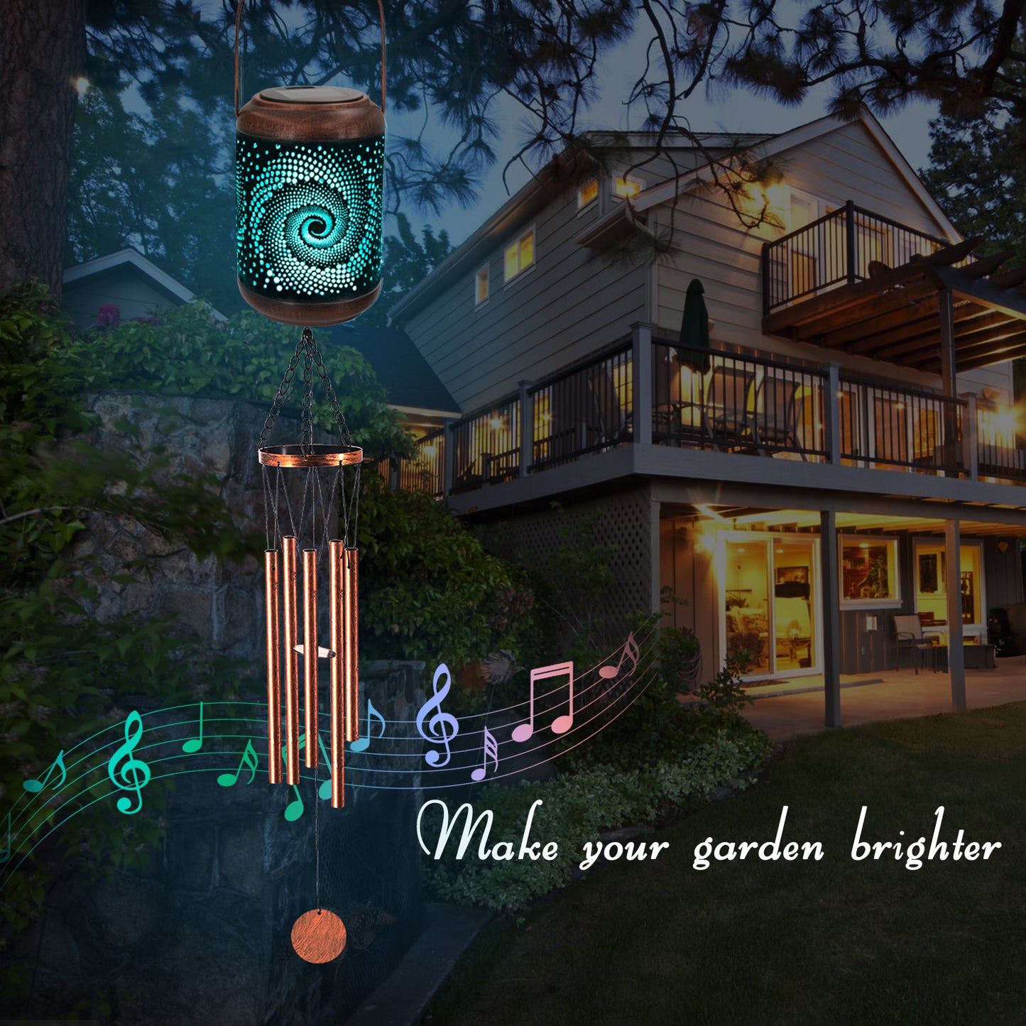 36" Solar Wind Chimes Hanging Lights Outdoor Detachable Led Lantern Metal Wind Chimes for Outside Unique Star Garden Hanging Solar Decorative as Gift for Mom Women Grandma (Blue)