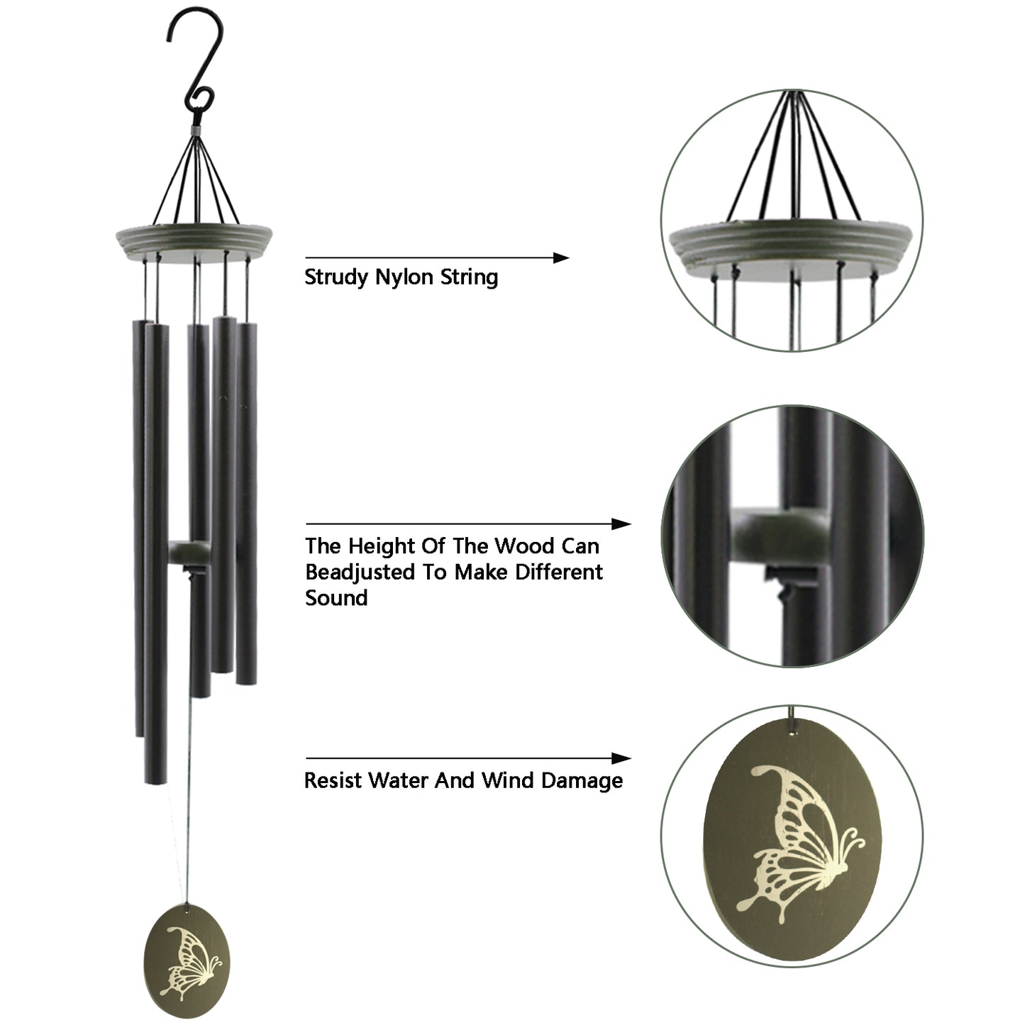 Hummingbird Wind Chimes for Outside, Windchimes Outdoor Tuned Soothing Melody, Memorial Wind Chimes Hummingbird Gifts for Mom/Grandma,Wind Chimes Outdoor Decoration, Patio, Garden, Yard