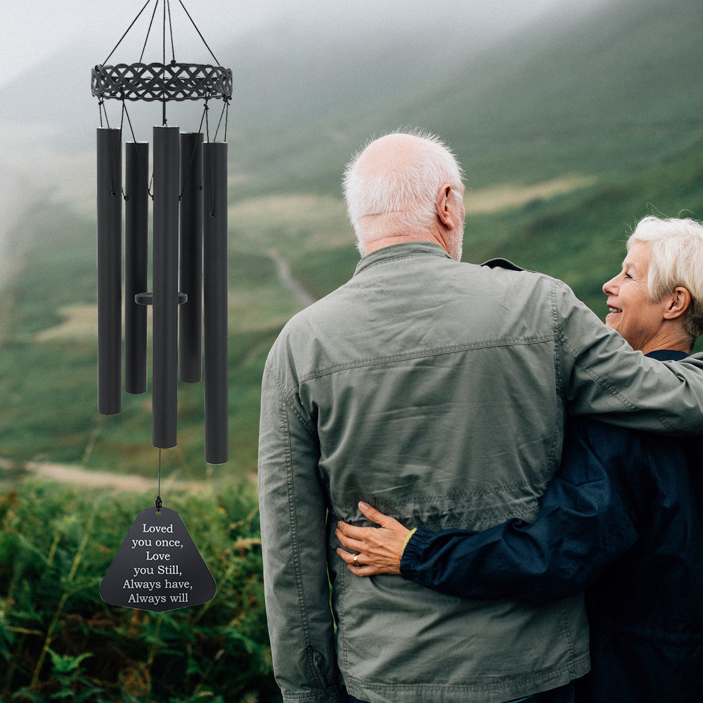 30-Inch Memorial Wind Chimes for Outdoors - Elegant Bereavement Gift with 5 Tuned Black Aluminum Tubes, Perfect for Home, Garden, Patio Décor