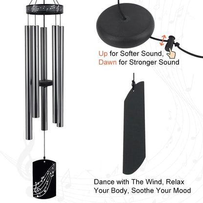 Premium 42-Inch Deep Tone Wind Chimes with 6 Tuned Tubes - Elegant Memorial Chime for Mom, Perfect Housewarming