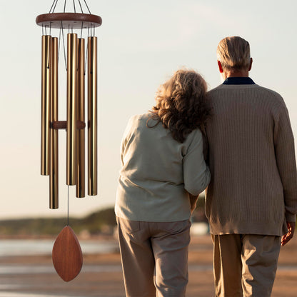 Premium 36-Inch Deep Tone Wind Chimes with 6 Tuned Tubes - Elegant Memorial Chime for Mom