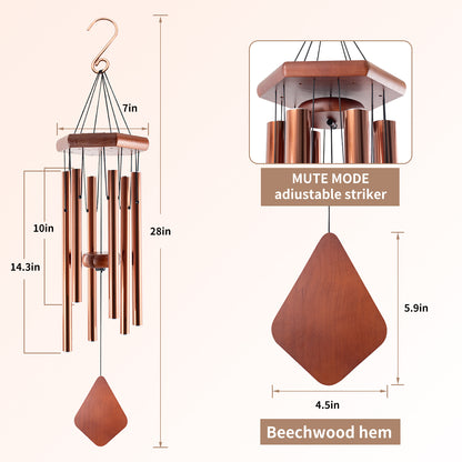 Small Wind Chimes for Outside, 28 Inches Wind Chimes Outdoor Tuned Soothing Melody, Sympathy Wind Chimes for Mom/Housewarming, Wind Chimes Outside Decoration