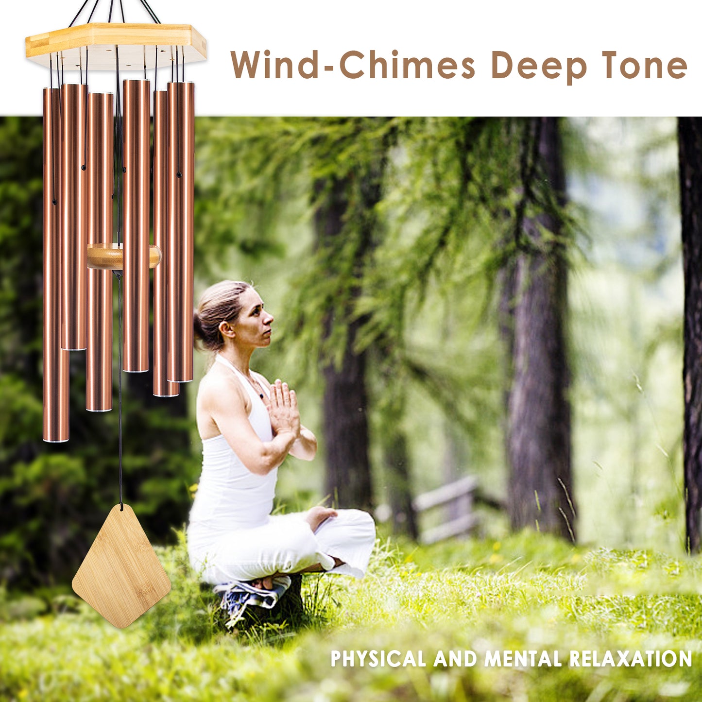 Howarmer Wind Chimes Outdoor Large Deep Tone, 36 Inches Sympathy Wind Chimes Outdoor Memorial Wind Chimes for Mom/Housewarming/Christmas, Black Wind Chime for Outside Garden, Patio, Home Decor