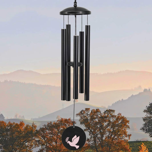 30-Inch Sympathy Wind Chimes for Outside, Unique Memorial Chimes for Loss of Loved One Unique Sympathy Chimes for Funeral as Outdoor Decor for Patio Garden Yard（30Inch,Black）